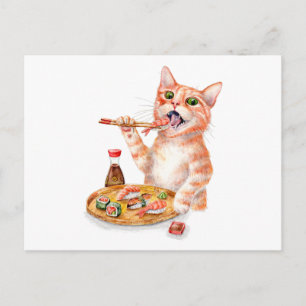 Carte Postale Sushi Cat