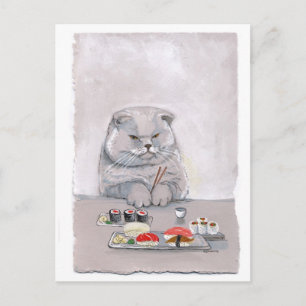 Carte Postale Sushi Cat Mr Grumps ©CSiravo