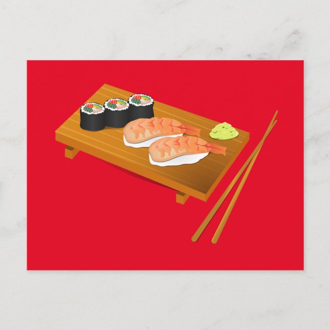 Carte Postale Sushi cuisine japonaise mignonne (Devant)