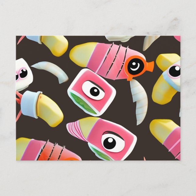 Carte Postale Sushi drôle (Devant)