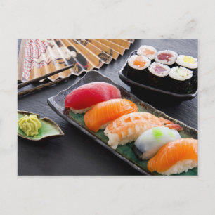 Carte Postale Sushi et rouleaux