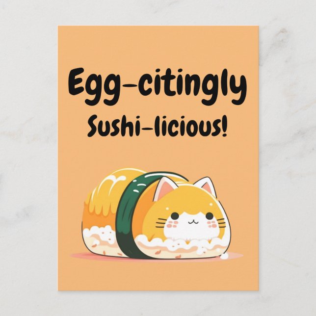 Carte Postale Sushi-licious - Tamago Sushi Cat (Devant)