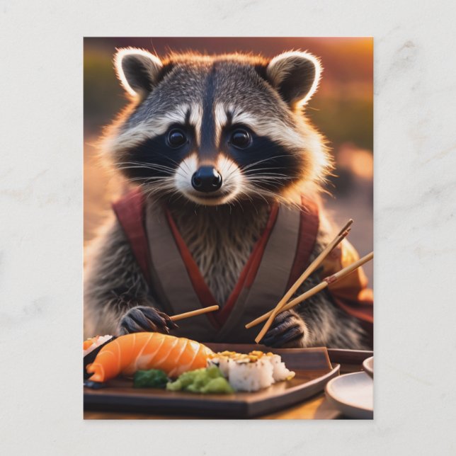 Carte Postale sushi raccoon (Devant)