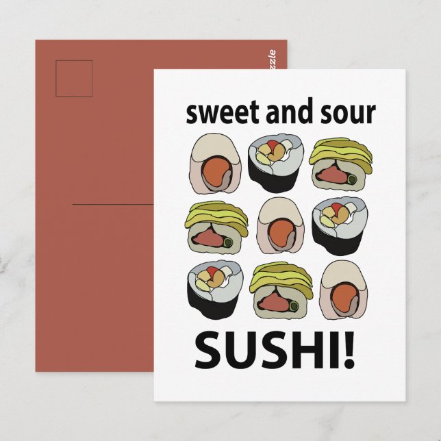Carte Postale Sushi Sushi Sucré et Acidulé (Devant / Derrière)