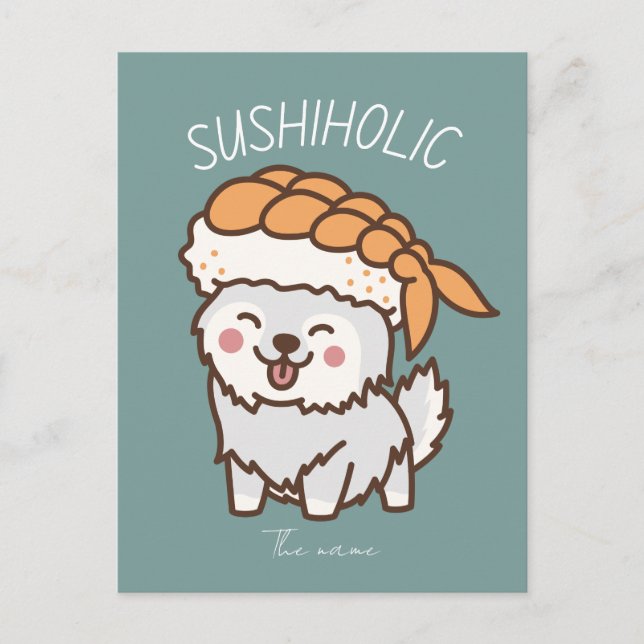Carte Postale sushiholic, chat sushi (Devant)