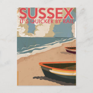 Carte Postale Sussex, Angleterre Poster de voyage de la locomoti