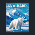 Carte Postale Svalbard Norvège Ours polaire Voyage Art Vintage<br><div class="desc">Svalbard dans un style vectoriel. C’est l’une des zones habitées les plus septentrionales du monde,  connue pour son terrain accidenté et éloigné de glaciers et sa toundra gelée abritant des ours polaires,  des rennes de Svalbard et des renards arctiques.</div>