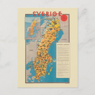Carte Postale Sverige Suède Poster vintage 1931