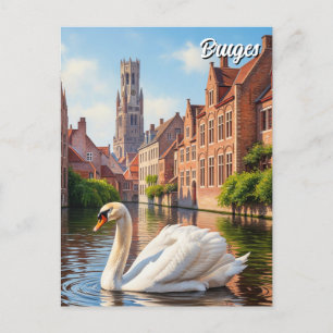 Carte Postale Swan à Bruges Belgique Voyage Souvenir