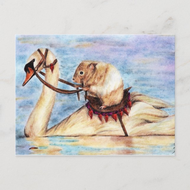 Carte postale Swan Back Riding (Hamster) (Devant)