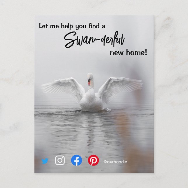Carte Postale swan merveilleuse agent immobilier marketing (Devant)
