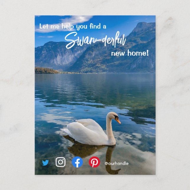 Carte Postale swan merveilleuse agent immobilier marketing (Devant)