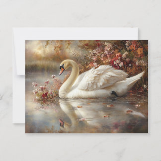 Carte Postale Swan Pastel Autumn Foliage Peinture