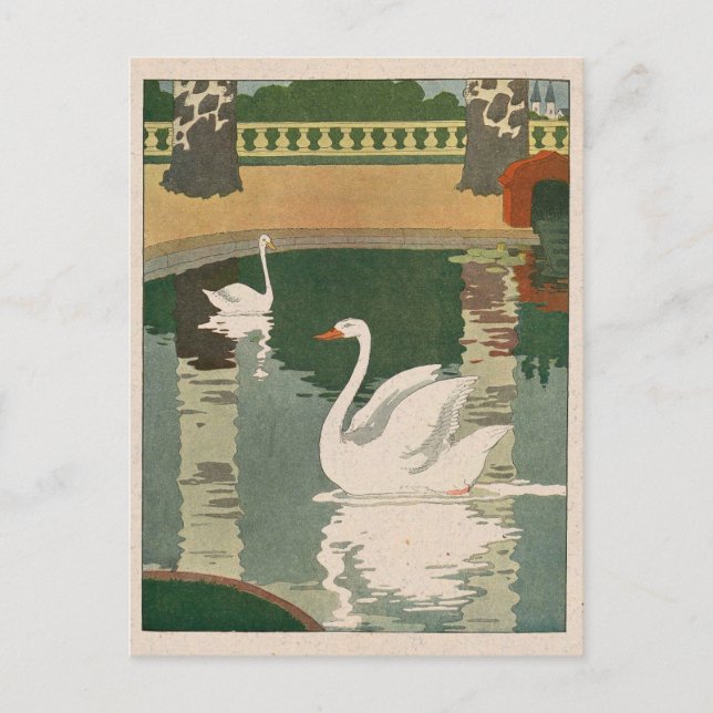 Carte Postale Swans sur le lac du Château (Devant)