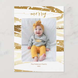 Carte Postale Swashes d'or hiver Joyeux Script Typographie