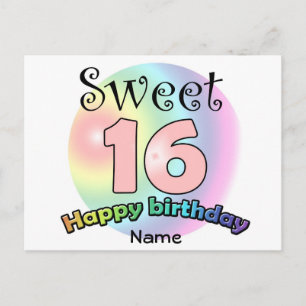 Carte Postale Sweet 16 (avec nom)