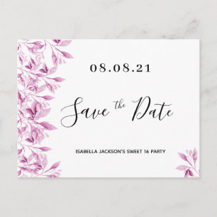 Carte Postale Sweet 16 flores blancs roses de fête enregistrer l