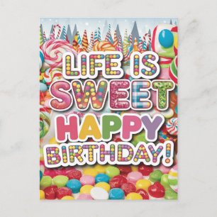 Carte Postale Sweet Candyland Design d'anniversaire - Amusant et