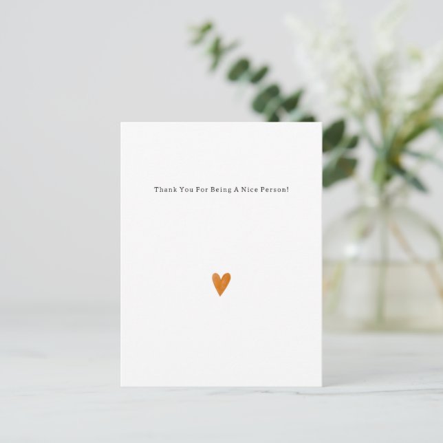 Carte Postale Sweet Elegant Thank You Quote Orange Heart Card (Debout devant)