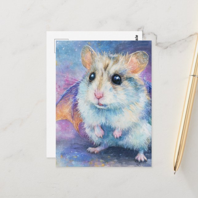 Carte Postale Sweet Hamster Dragon (Devant/Arrière en situation)
