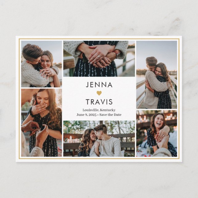 Carte Postale Sweet Heart couleur modifiable Enregistrer la date (Devant)