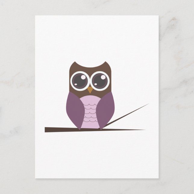 Carte Postale Sweet Owl sur Branche (Devant)