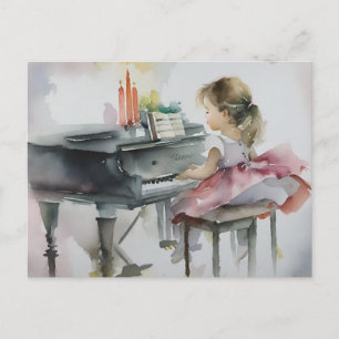 Carte Postale Sweet Pianist Petite fille Jouer Piano
