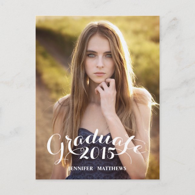 Carte Postale Sweet Script | Invitation de la fête de graduation (Devant)