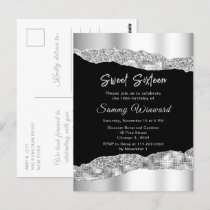 Carte Postale Sweet sixteen des larmes d'argent et de verre noir