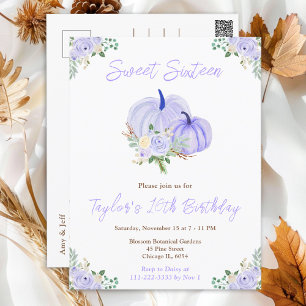 Carte Postale Sweet Sixteen Fleurs de Citrouilles Violettes