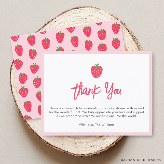 Carte Postale Sweet Strawberry Baby Shower Thank You Card (The front and back of the card are shown in 3.5 x 5 in. Choose size, paper, and corner style.)