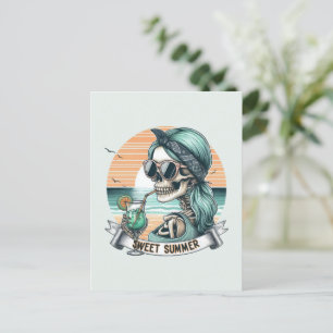 Carte Postale Sweet Summer Skeleton Retro Sunset Design
