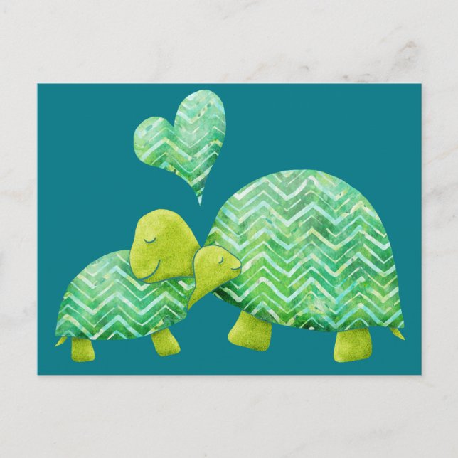 Carte Postale Sweet Turtle Hugs Maman et bébé (Devant)