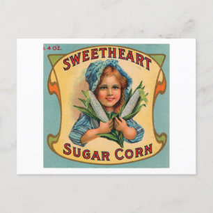 Carte Postale Sweetheart Corn à sucre Étiquette Vintage