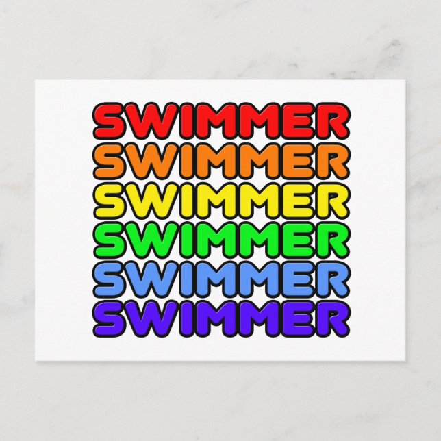 Carte Postale Swimmer arc-en-ciel (Devant)
