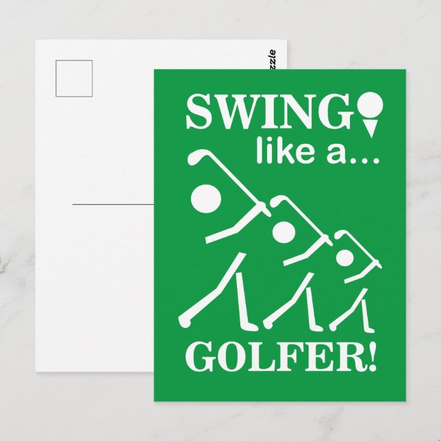 Carte Postale Swing Like A Golfer Golf (Devant / Derrière)
