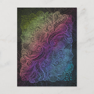 Carte Postale Swirl prismatique Arc-en-ciel Fractal Feather Ar