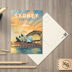 Carte Postale Sydney Australia Travel Art Vintage