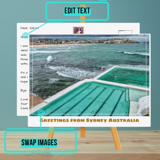 Carte Postale Sydney Australie avec Bondi Beach & Icebergs Pool (Please enjoy our design and see the others in the collection.)