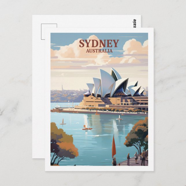 Carte Postale Sydney Australie célèbre Vintage voyage Place (Devant / Derrière)