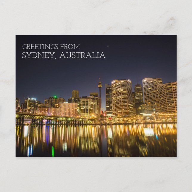 Carte Postale Sydney Australie Darling Harbor La Nuit (Devant)