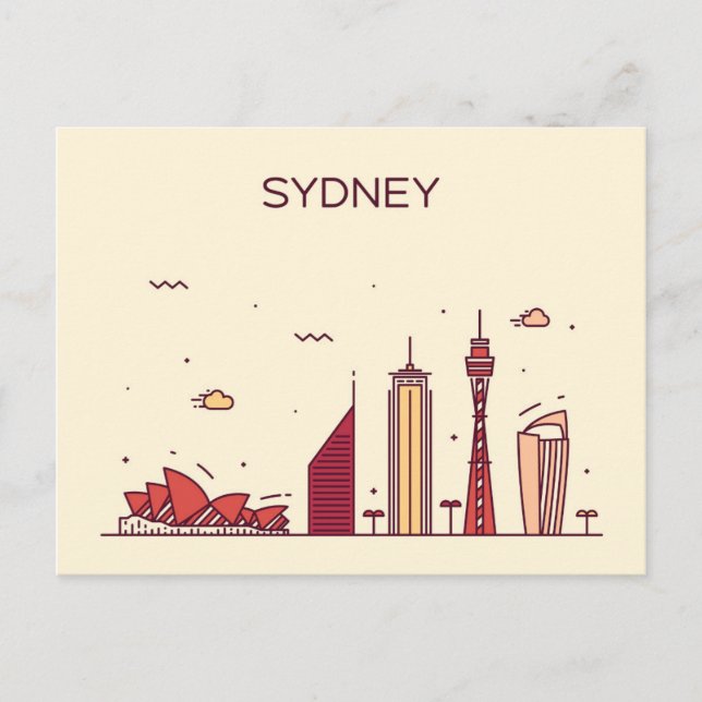 Carte Postale Sydney, Australie | Doodle Skyline (Devant)