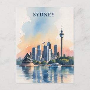 Carte Postale Sydney Australie Skyline aquarelle Voyage