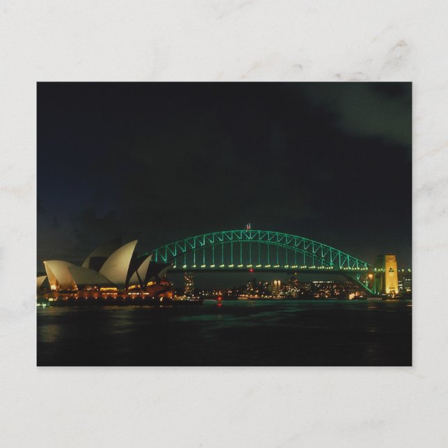 Carte Postale Sydney Bridge et Opera House la nuit, Australie (Devant)