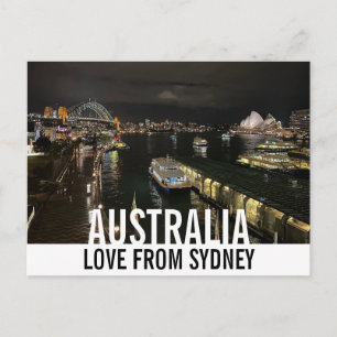 Carte Postale Sydney Harbour de nuit Amour d'Australie