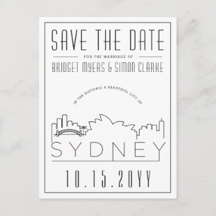 Carte Postale Sydney Mariage Deco Skyline Enregistrer la date