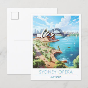 Carte Postale Sydney Opera Australie Vintage voyage d'art