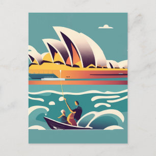 Carte Postale Sydney Opera House Australie peinture souvenir