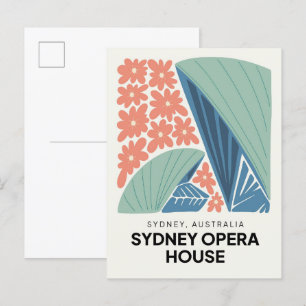 Carte Postale Sydney Opera House Australie Voyage floral