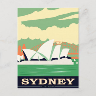 Carte Postale Sydney Opera House Vintage Poster, Your Message